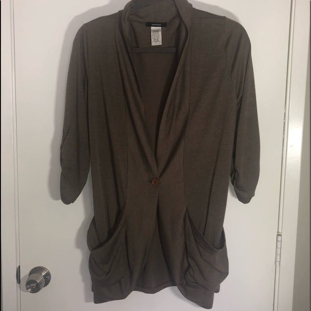 Tan button front cardigan with pockets